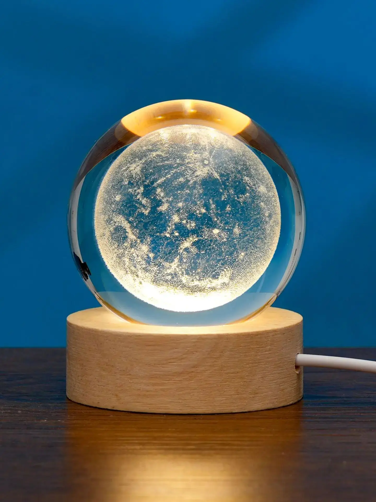 3D Crystal Ball Lamp with Galaxy and Planetary Projection, USB Night Light for Cozy Atmosphere, Plasma Ball