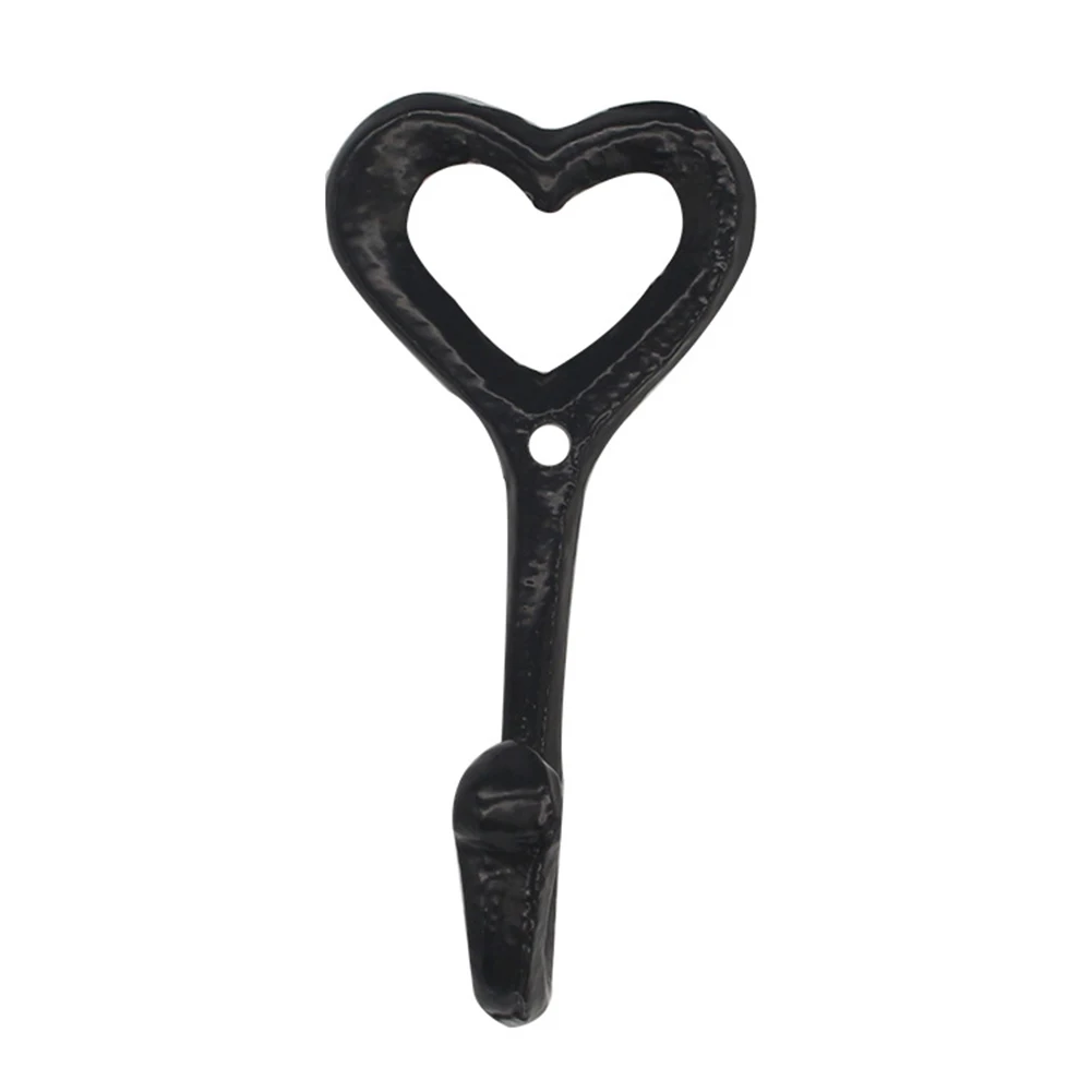 Heart Shape Hook Door Wall Mounted Vintage Bedroom Hat Holder Coat Storage Iron Decorative Black Home Hanger Kitchen Bathroom