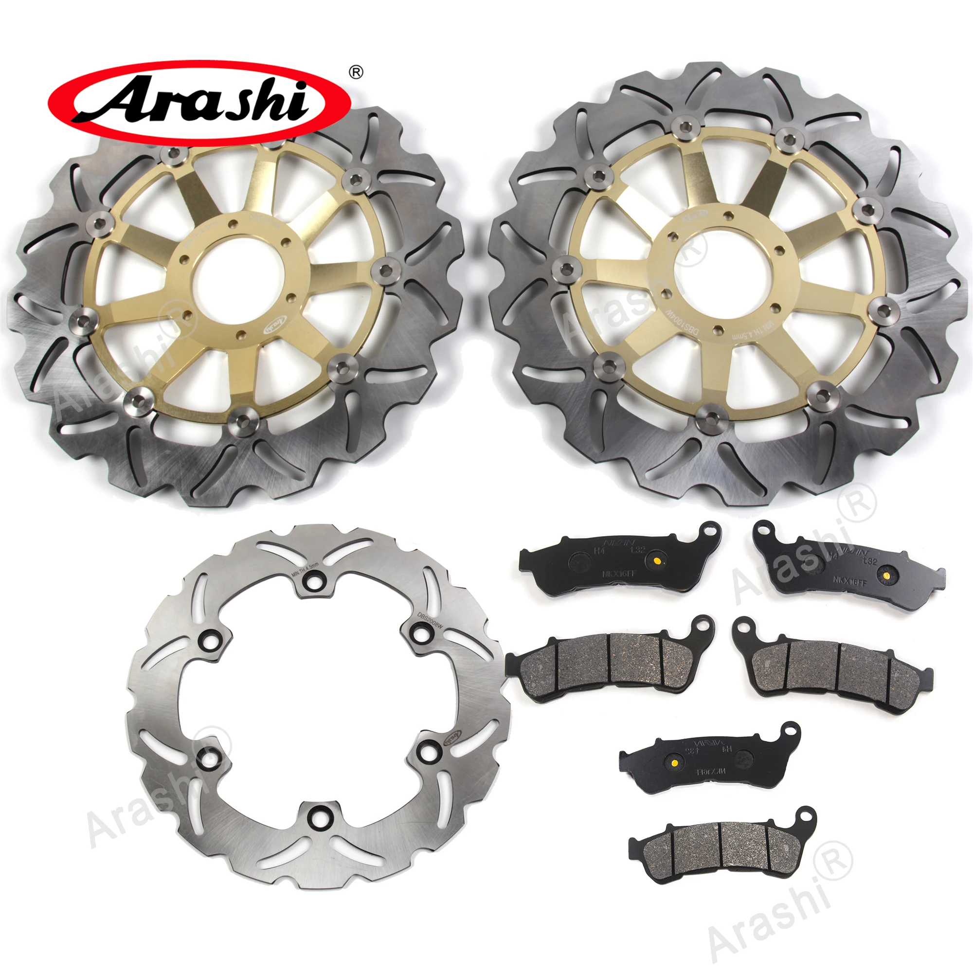 Arashi For HONDA XLV VARADERO 1000 2007 - 2011 CNC Floating Front Rear Brake Disc Rotors Brake Pads XLV1000 2007 2008 2009 2010