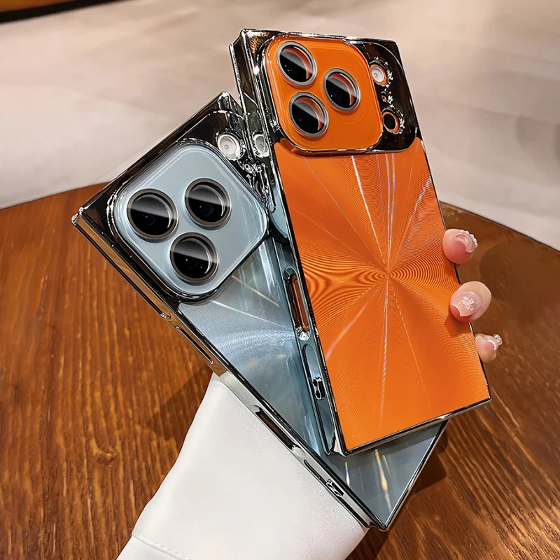 تصفيح الليزر أورورا CD الملمس المربعات الحال بالنسبة آيفون 17 16 15 14 13 برو ماكس زائد مع عدسة زجاجية فليم حماية غطاء الوفير #3