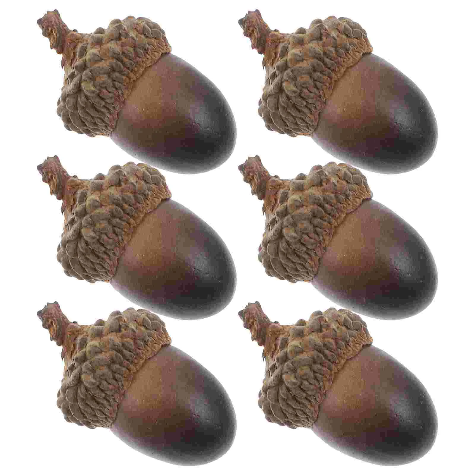 60 Pcs Artificial Acorns Ornaments Decor Halloween Food Decorative Fall Nuts Fruit