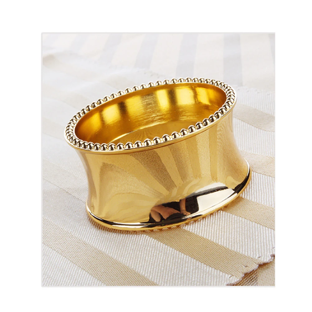 

4 pcs Stainless Steel Napkin Rings Oval Dinner Holder For Weddings Parties Hotel Restaurant Decor Golden Metal Ring