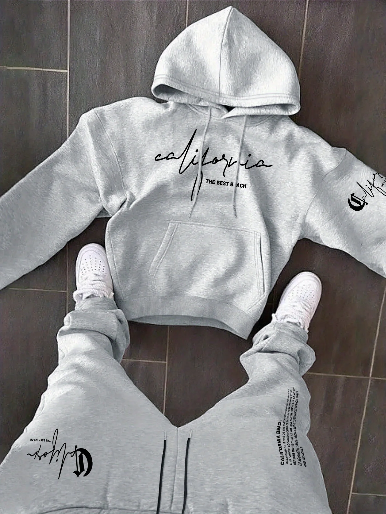 man 2 piece sets Hoodie Tracksuit Trendy Graphic Print Hooded Sweatshirt Casual Sports Jogging Pants Streetwear sets two piece - view 4