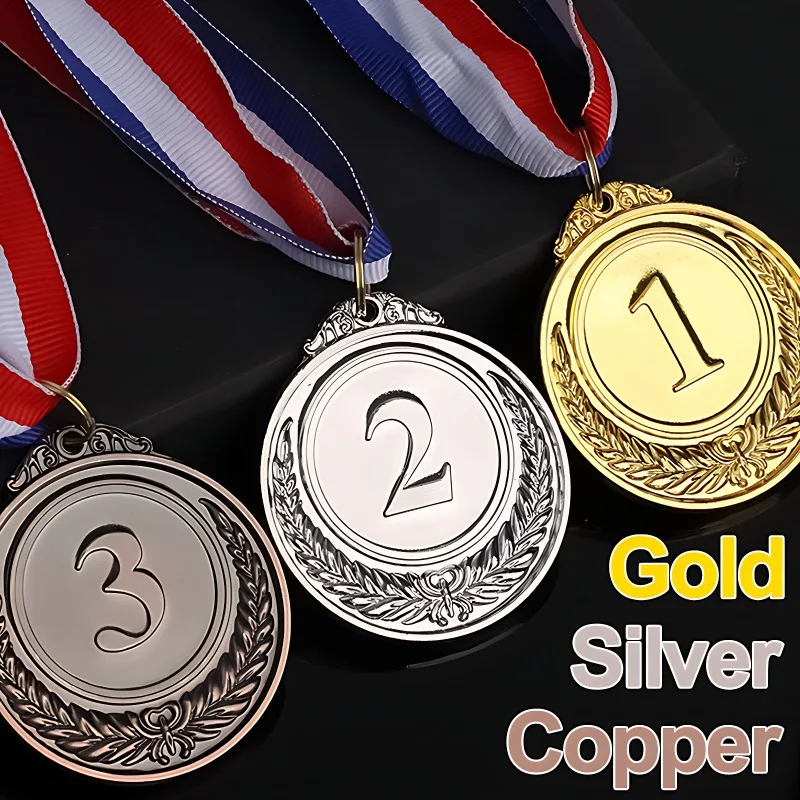 

1PC Gold Silver Bronze Award Medal Winner Reward Encourage Badge Competitions Prizes Outdoor Kids Games Toy School Supplies