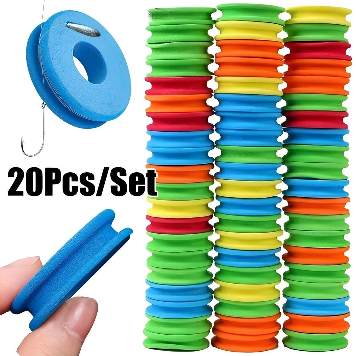 10/20 PCS Fishing Foam Spools 4.5cm/12cm Rounded Fishing Line Holder Storage Hook（random colour）