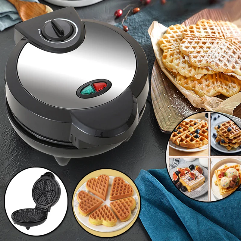 

Adjustable Temperature Electric Waffle Maker Heart Shape Multifunction Non-Stick Pan Breakfast Cake Muffin Machine