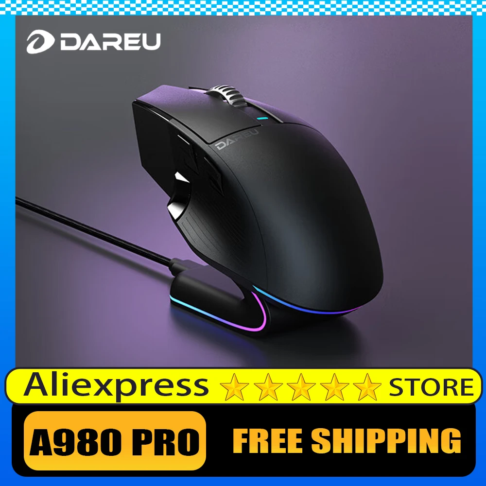 New Dareu A980pro Electric Engine Edition Mouse 8k Nearlink Customized P3950 Wireless Gaming Mouse Three Mode Rgb Pc Gamer Gifts