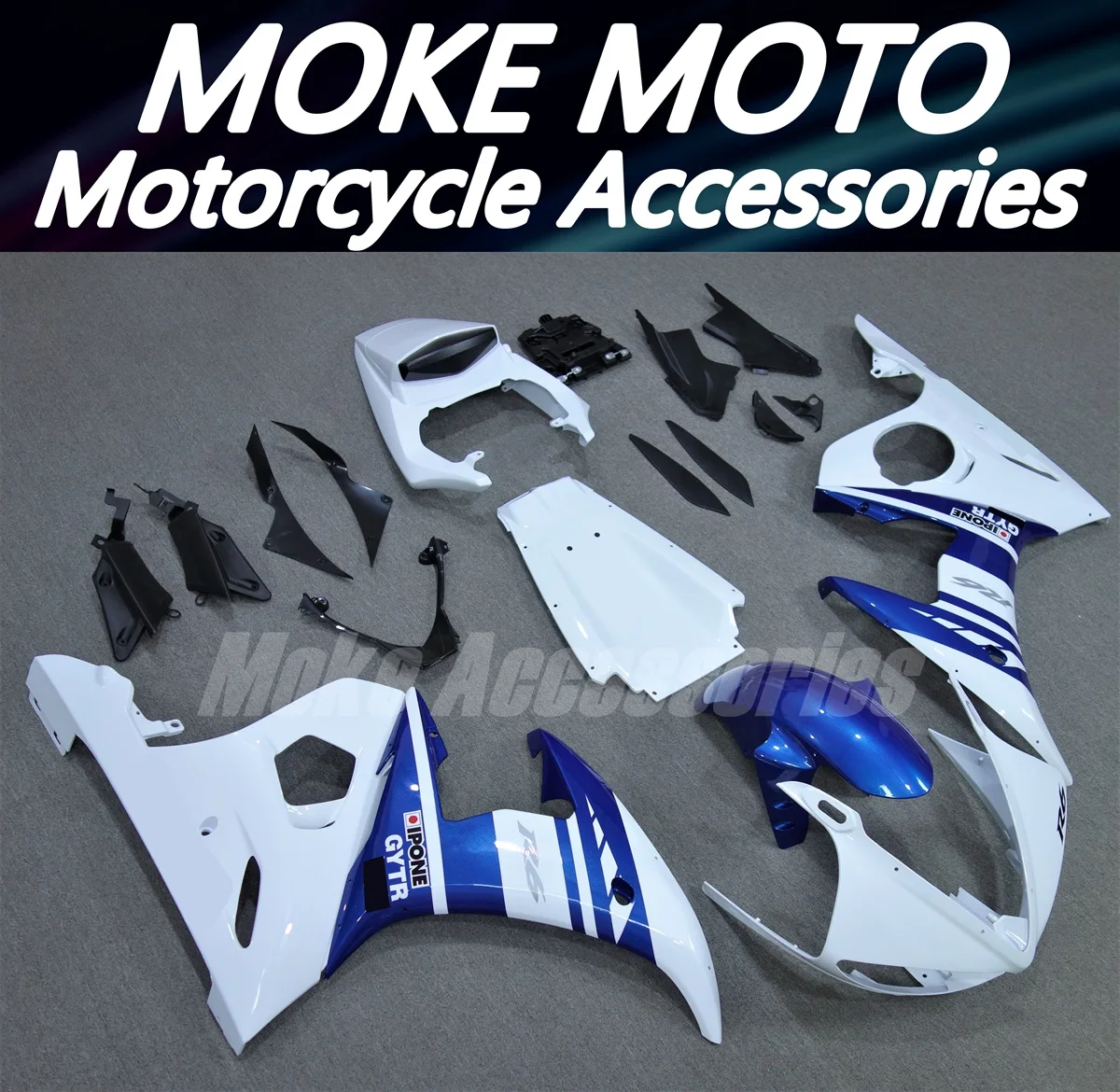 

Комплект обтекателей для Yzf R6 2003 2004 2005, высококачественный комплект кузовных деталей из АБС-пластика, новый, сине-белый
