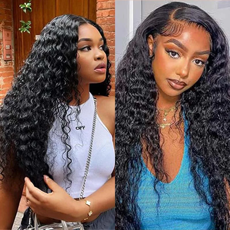 36 38 inch HD Lace Wigs Deep Wave Lace Frontal Brazilian Remy Human Hair 13x4 HD Skinlike Lace Front Wig  5x5 Closure Curly Wig