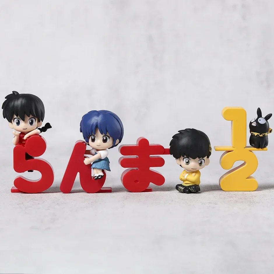 Set of 4 Ranma Tendou Akane Q Ornaments Figures PVC Collectible Model Toys Gifts