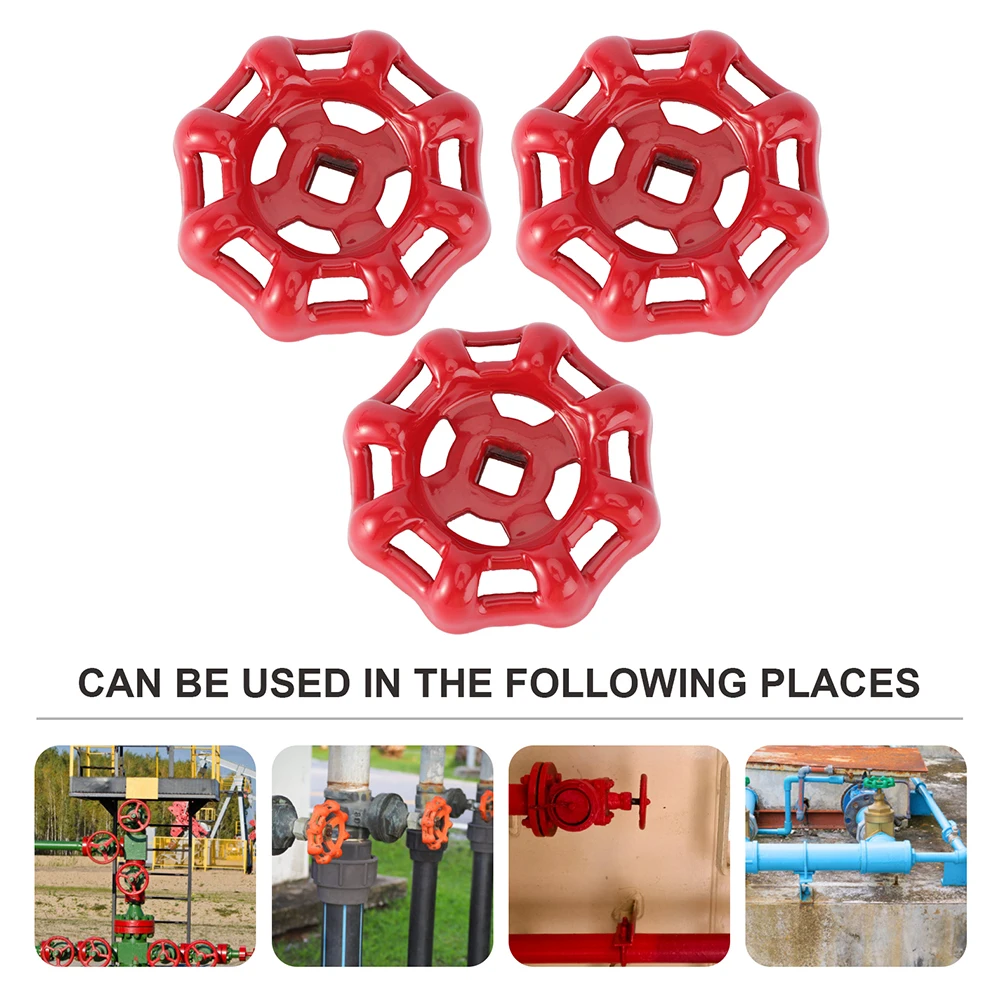 10pcs Valve Handwheel Handle Red Metal Gate Ball Water Pipe Fitting Cast Iron Plumbing Shut Off Flat Bottom Long Service Life