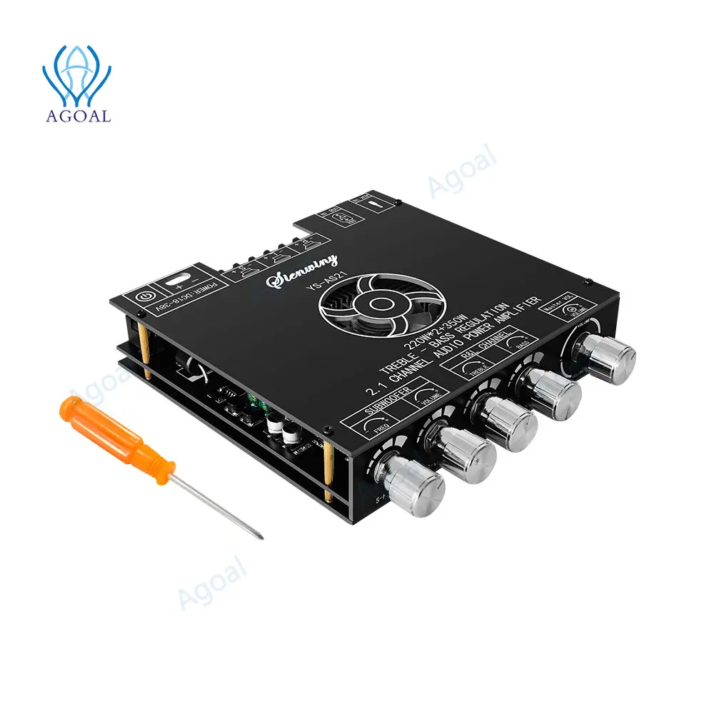 YS-AS21 2.1 قناة TPA3255 بلوتوث الرقمية مكبر كهربائي لوحة تركيبية عالية باس مضخم 220WX2 + 350 واط دعم التطبيق USB