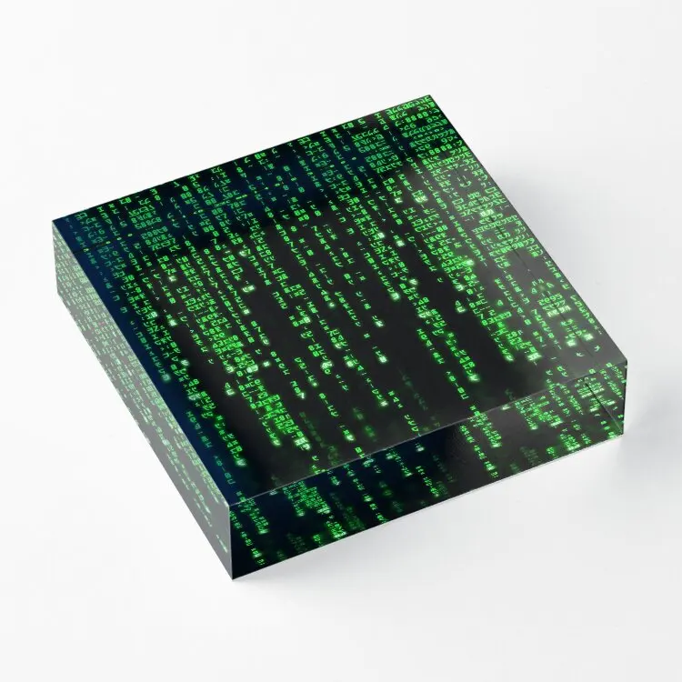 Binary Code The Matrix Program  Acrylic Block Decor Wedding Family Decoration Stamping Fashionable Board  Home Room Funny Cute