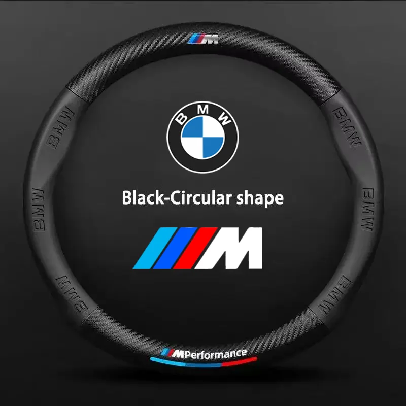 For BMW M Power M3 M4 M5 E39 E46 E60 E90 F01 F10 F15 F20 F30 X1 X3 X5 X7 Car Anti-slip 3D Embossing Leather Steering Wheel Cover