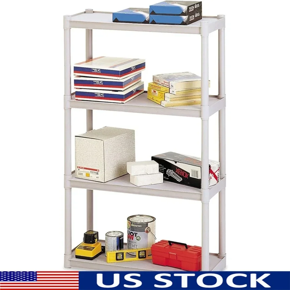 

Heavy Duty Four Shelf Open Storage System Resin Washable Snap Together Assembly Durable Strong Polypropylene Ideal School Use
