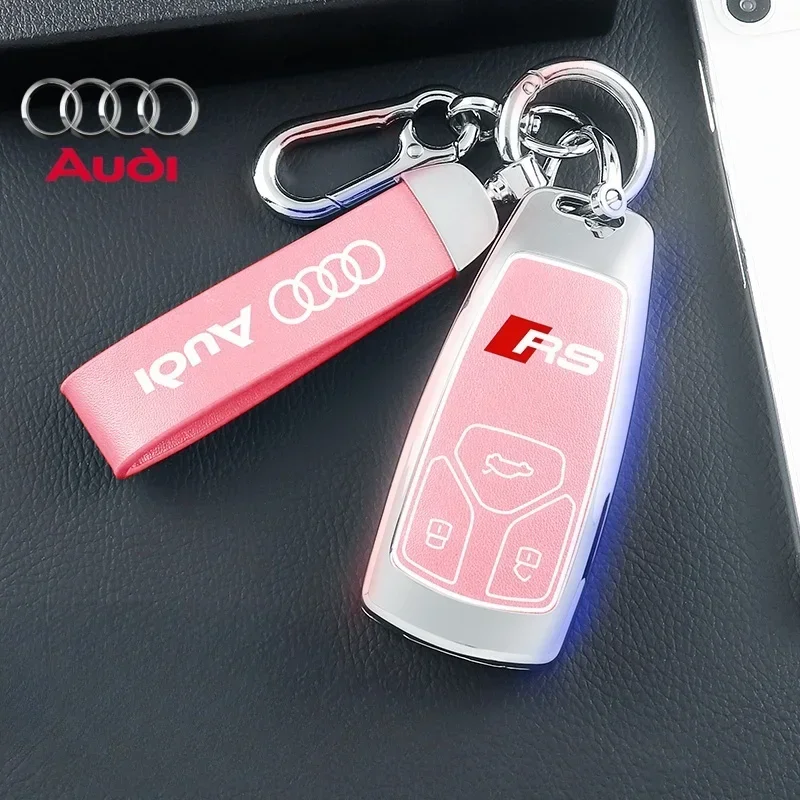 

Zinc Alloy Leather Car Remote Key Case Cover For Audi A1 A3 8P A4 A5 A6 C7 A7 S3 S7 S8 R8 Q2 Q3 Q5 Q7 Q8 SQ5 TT RS3 RS6 Keychain