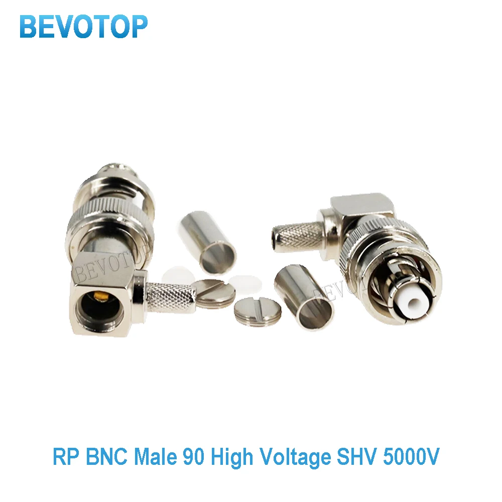 

10PCS/lot New SHV 5000V RP-BNC Male Right Angle 90° Plug High Voltage RF Coaxial Connector for 50-3 RG58 RG142 RG223 Cable