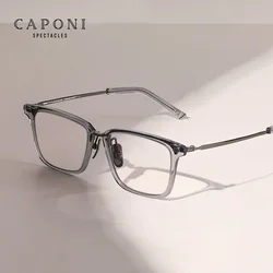 CAPONI Fashion Glasses Frame For Men Titanium Acetate Blue Light Blocking Spectacles Original Brand Designer Eye Glasses JF0081