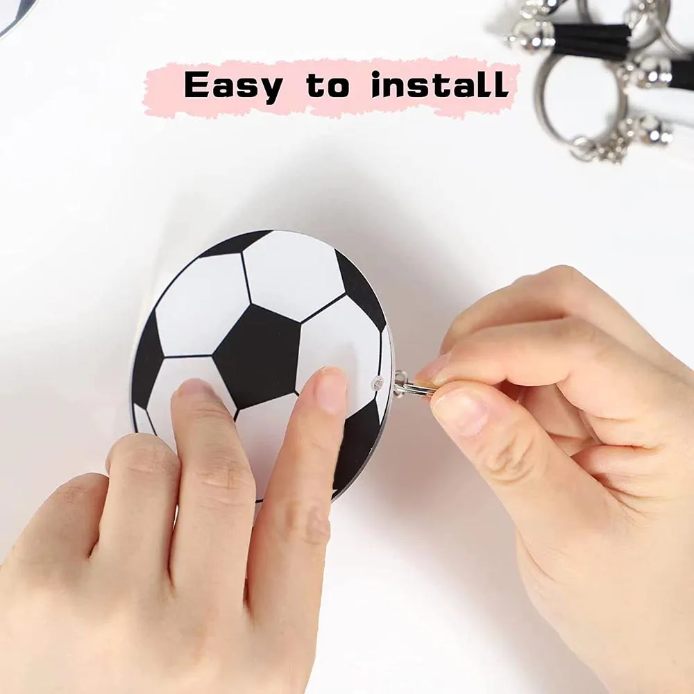48PCS Soccer Acrylic Keychain Blanks Kit with Tassels Key Chain Rings and Jump Rings Soccer Party Favors DIY Supplies