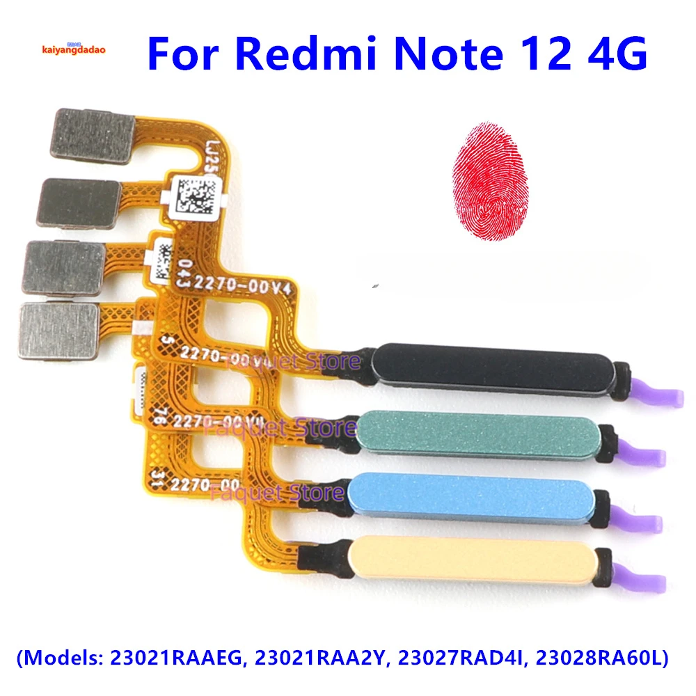 For Xiaomi Redmi Note 12 Pro Pro+ Plus 4G 5G Home Button Fingerprint Sensor Flex With Power Key Button Flex Cable