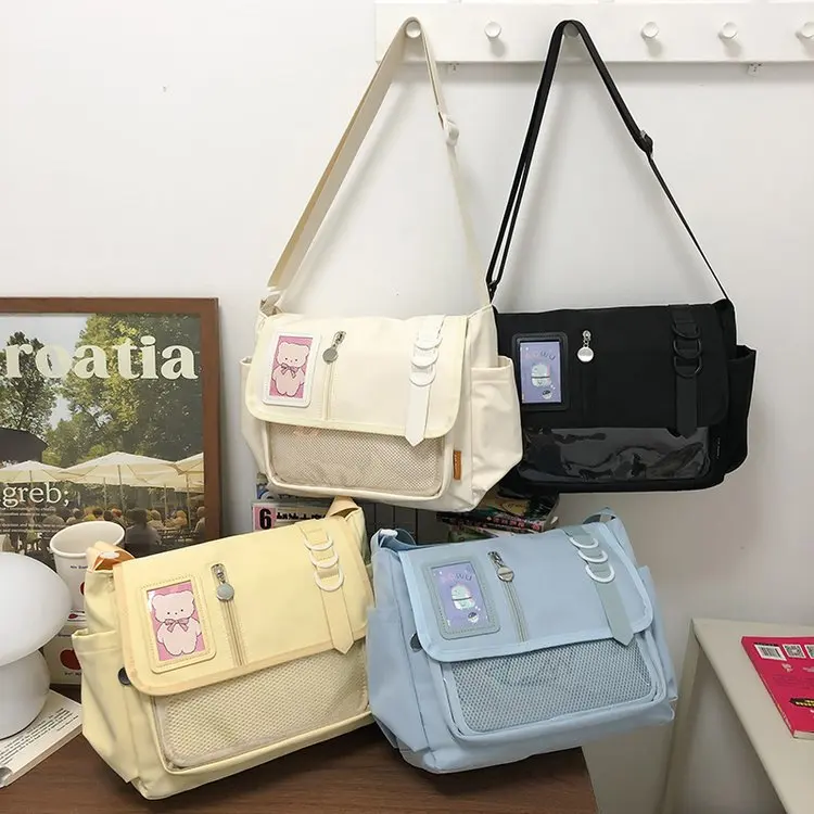 Japanese Ins Versatile Cute College See-Through Bar Pain Bag Student Shoulder Strap Postman Bag Female
