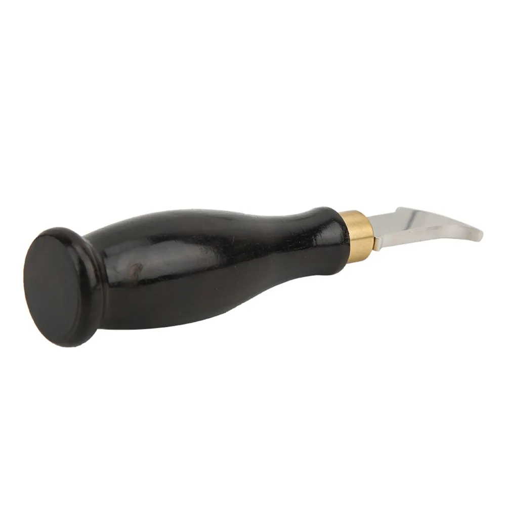 Fan-Shaped Head Leather Edge Creaser Stainless Steel Body Black Wood Handle Leather Craft Tool Sandalwood Handle Creasing Tool