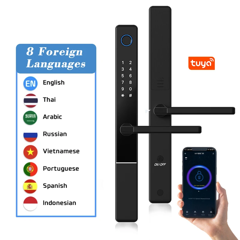 Euro 92/85/72mm Tuya wifi Smart Home Fingerprint Digital Smart door lock for UPVC Aluminium door