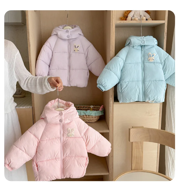 Kleinkind Mädchen Kapuzen-Steppjacke 2026 Herbst Winter Baby Kinder Niedliche Hasen-Handtuch-Stickerei Reißverschluss Warme Dicke Oberbekleidung – Detail 9