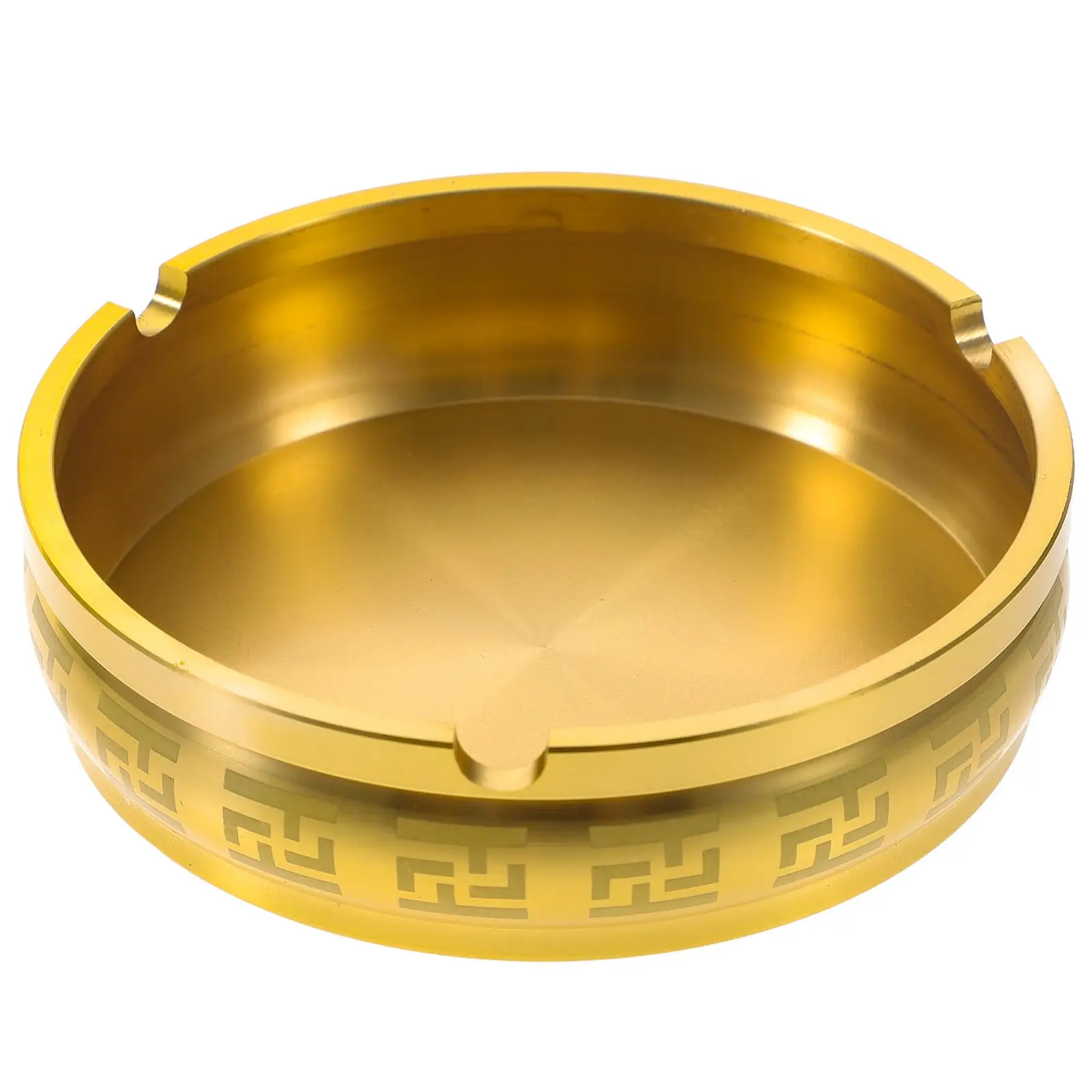 

Retro Pattern Brass Ashtray Smooth Sturdy Holder Desk Office Home Decor Practical Tabletop Accessory