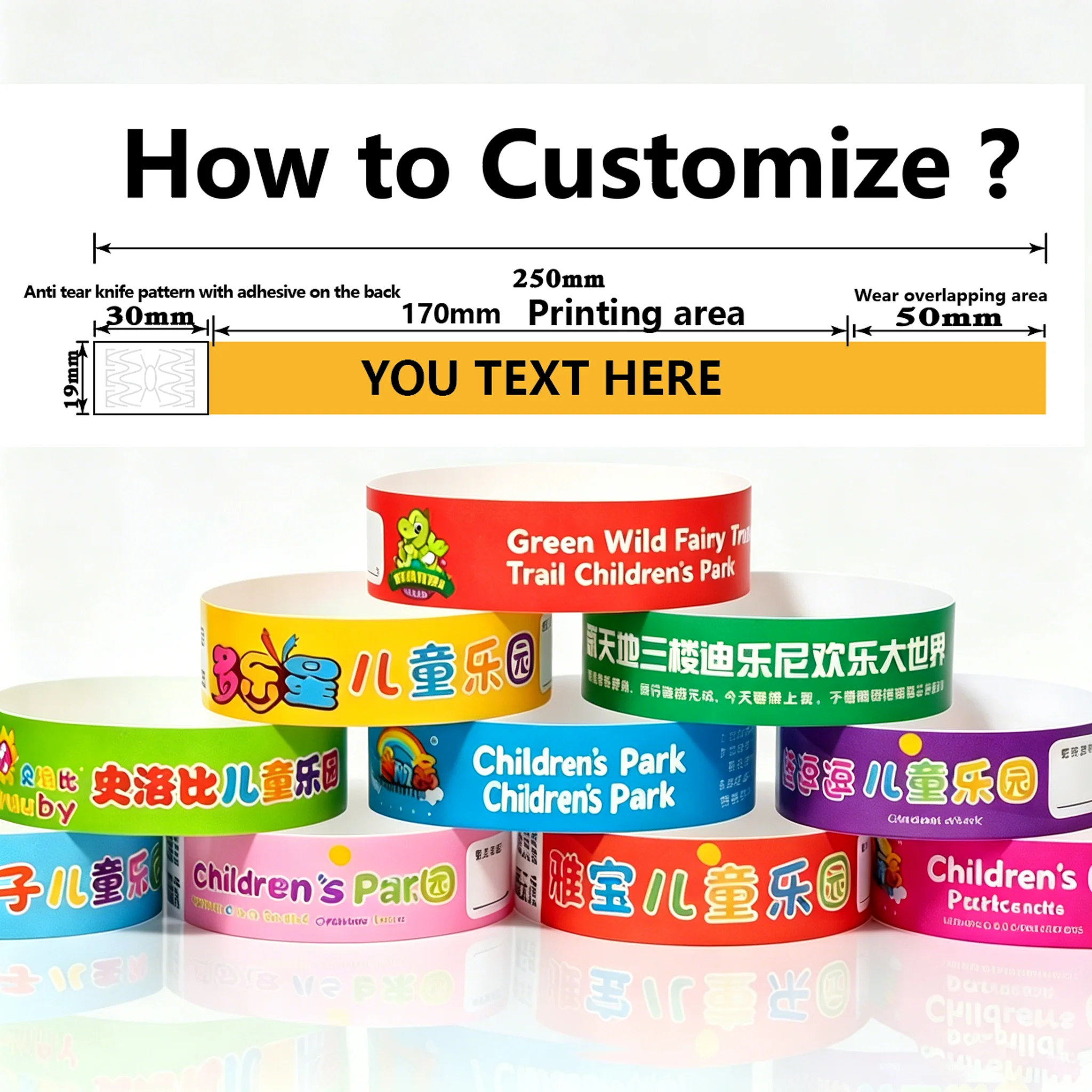 

Custom Tyvek Wristbands Disposable Paper ID Bracelets Personalized Logo TextWrist Bands for Event Party Festival Concert Wedding