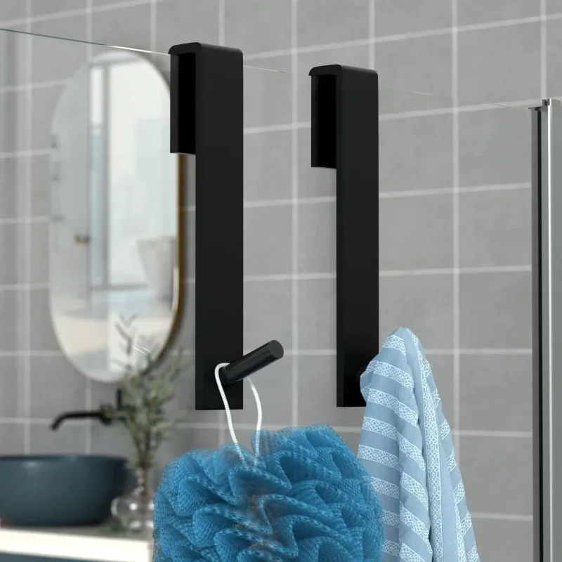 Acrylic Bathroom Shower Door Hook Over Glass Door Shower Towel Rack No Punching Required Bathrobe Hanger Transparent Towel Hook