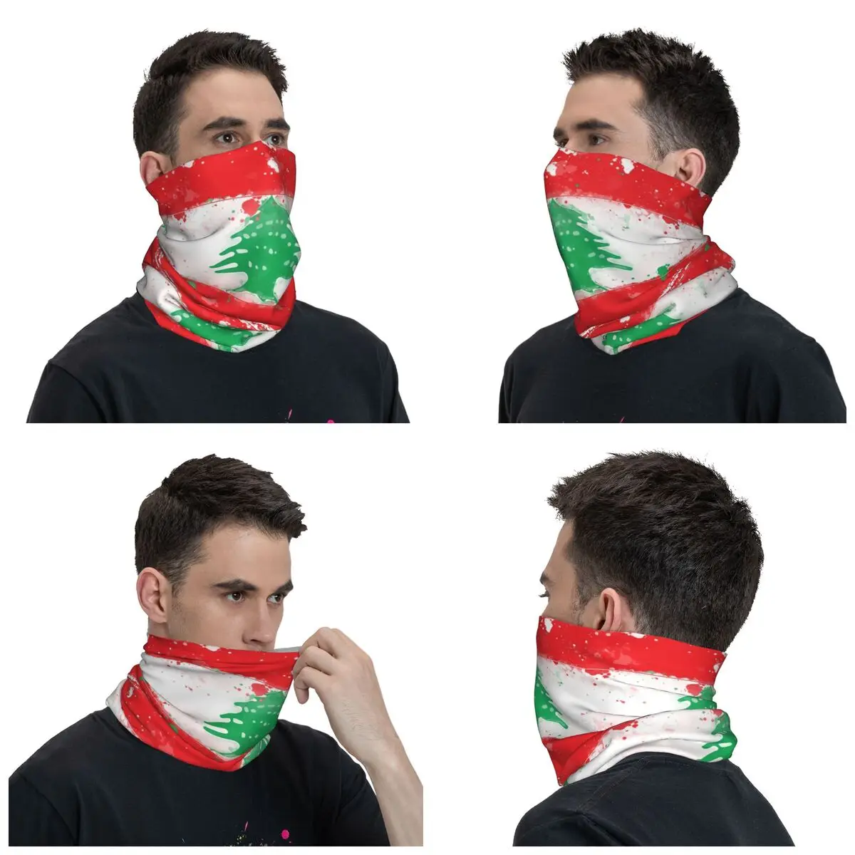 Lebanon Grunge Flag Bandana Neck Cover Printed Mask Scarf Multifunctional Cycling Scarf Running for Men Women Adult All Season