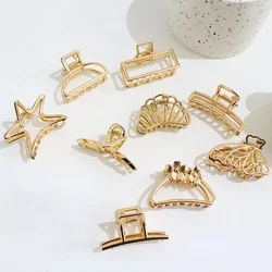 Fashion Hollow Heart Metal Hair Claw Clips Simple Non Slip Mini Gold Geometric Bangs Barrettes Hair Jaws For Women Girls Daily