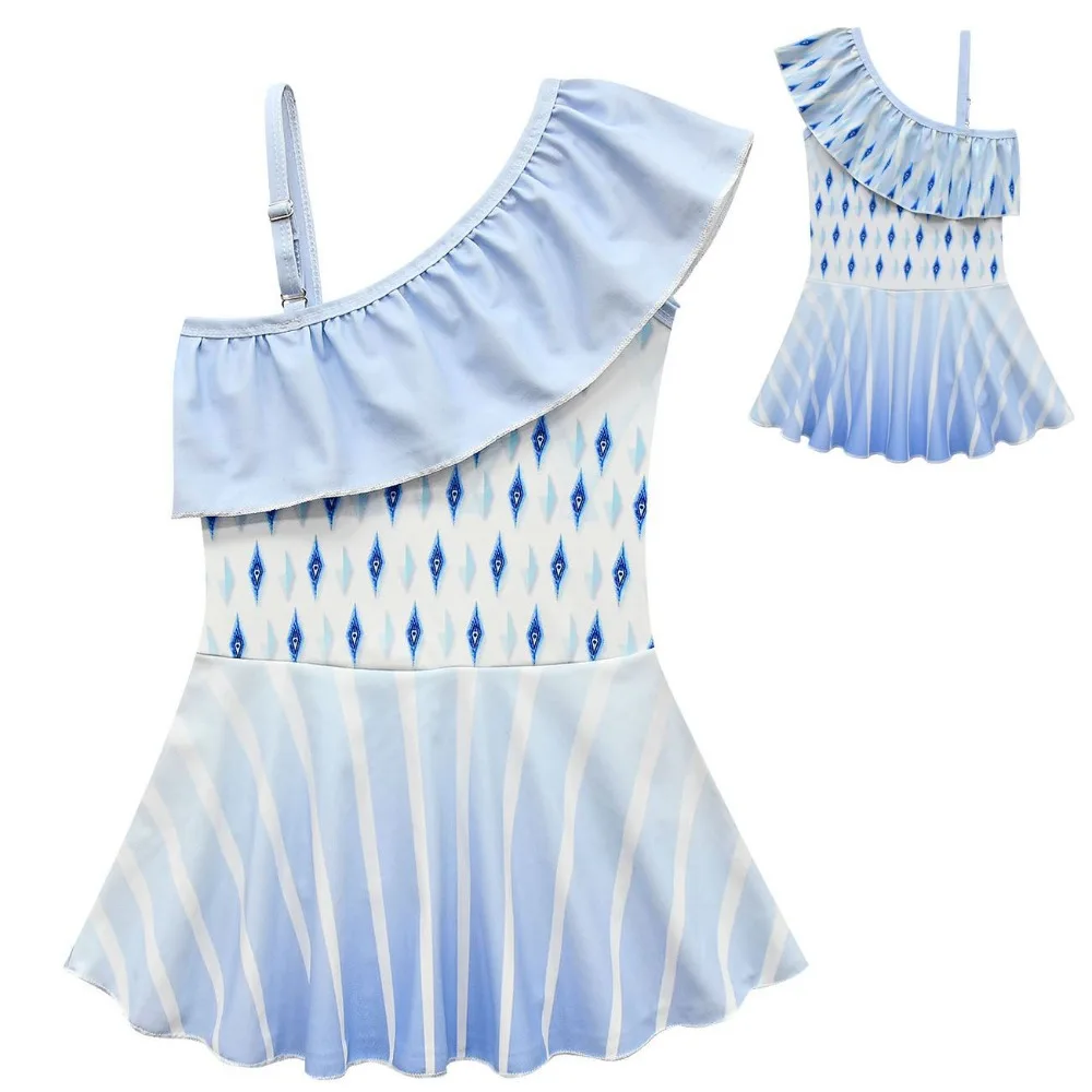 

2 Pieces Set Top & Skirt Swimsuit for Girls Children's Swimsuit Summer Travel Beachwear with Headband Swim Suit for Kids