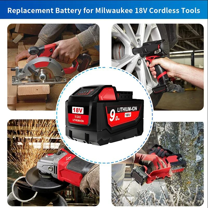 Batería Para herramienta eléctrica Milwaukee M18, 9000mAh, 18V, 48-11-1815, 48-11-1850, 2604-22, 2604-20, 2708-22