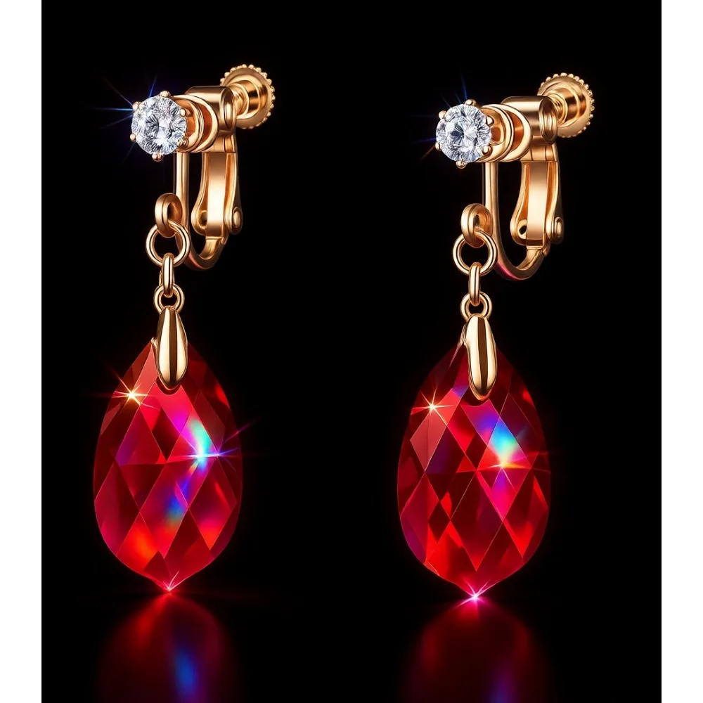 

Серьги-клипсы с кристаллами в форме капли для женщин, без прокола, с покрытием из розового золота, гипоаллергенные украшения