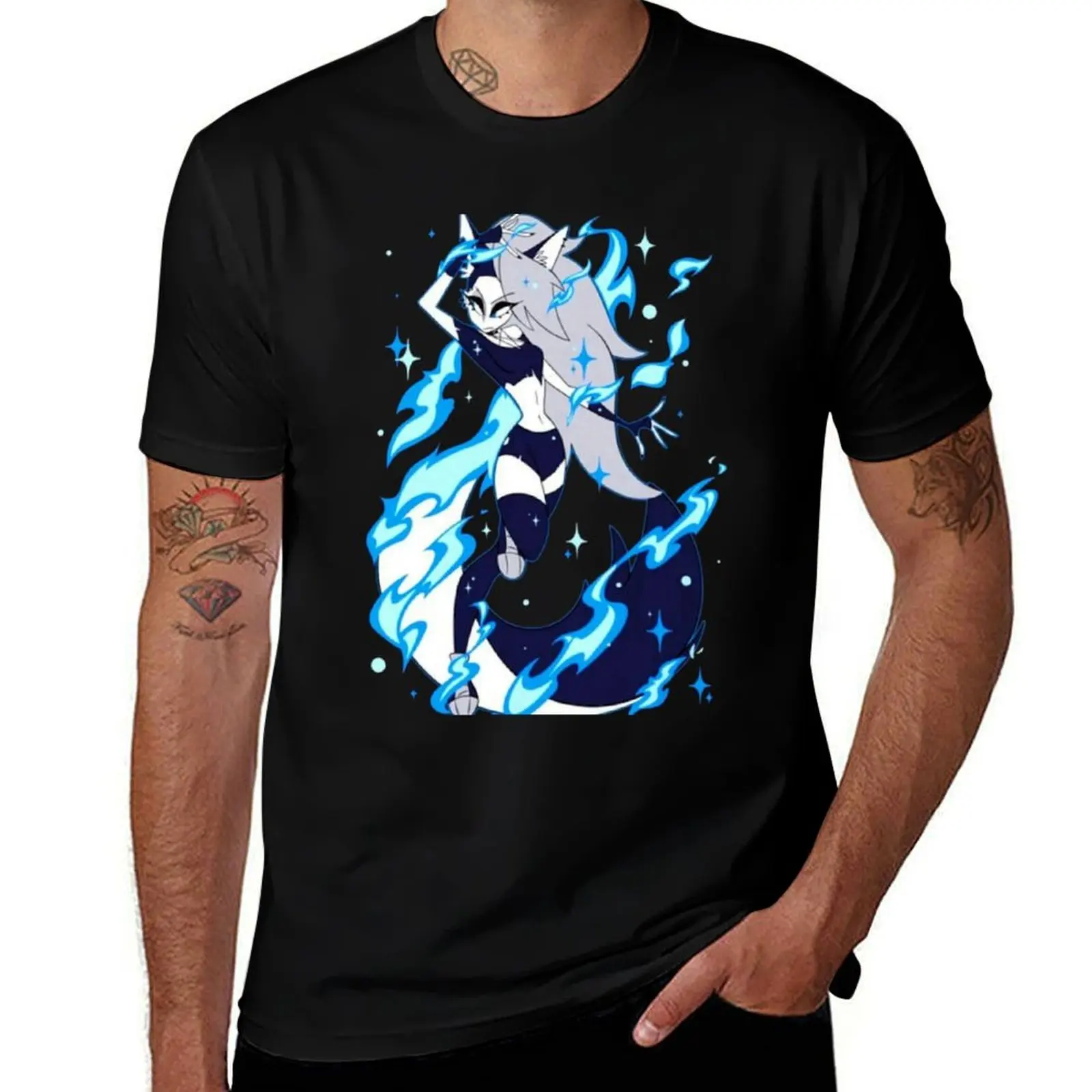 

Loona Hybrid Form Blue Flames - Helluva Boss T-Shirt sports fans blue lock plus sizes mens vintage t shirts