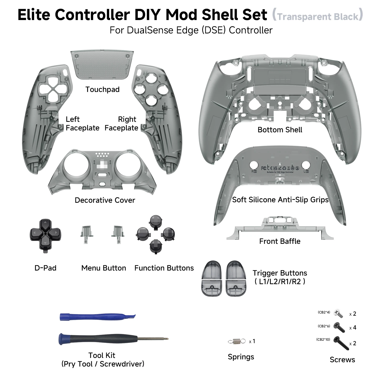 Customized Shell Compatible with DS5 Elite Controller, Anti Slip Integrated Molded Soft Rubber Grip, Game Improvement DIY Replac