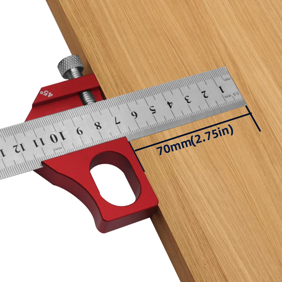 Holzbearbeitungs-Positionierblock 45/90 Grad, Anschlag aus Aluminiumlegierungsstahl, 3 mm Stahlmaßstab als feste Begrenzungshilfe für präzise Messungen – Detail 2