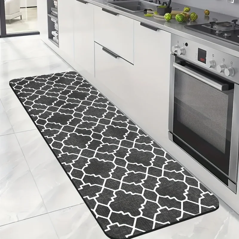Moderner Minimalistischer Geometrischer Kieselgur-Küchenteppich, Rutschfester Gummirücken, Super Saugfähig, Dekor-Matte für Badezimmer, Waschküche