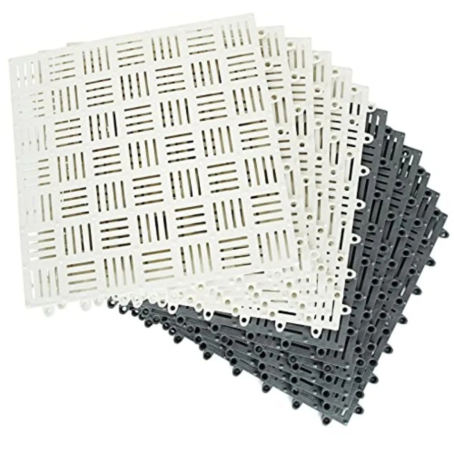 

12 Pack 11.8 x 11.8 Interlocking Floor Tiles with Drain Holes Soft PVC Non Slip Shower Floor Mat Modular Interlocking Cushion M