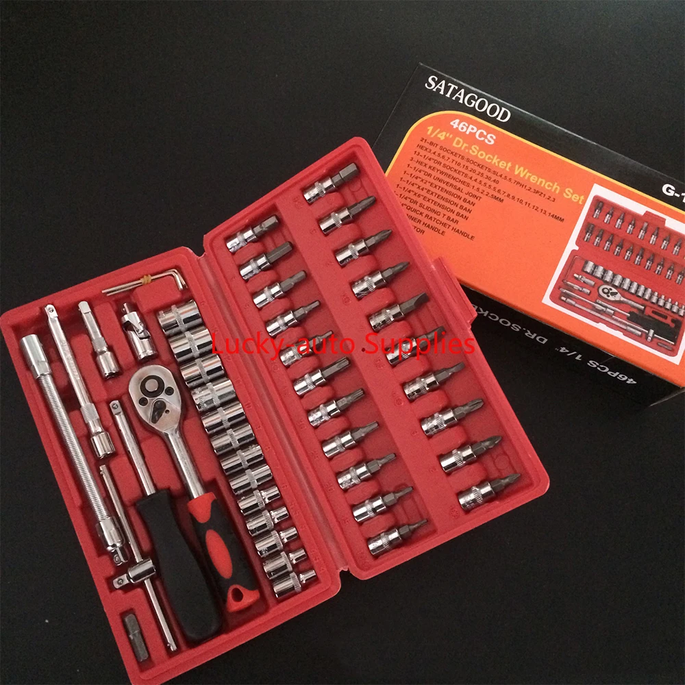 46-piece Socket Bit Ratchet Wrench Combination Set Car Repair Hardware Toolbox Car Disassembly Tool Camper Accessories