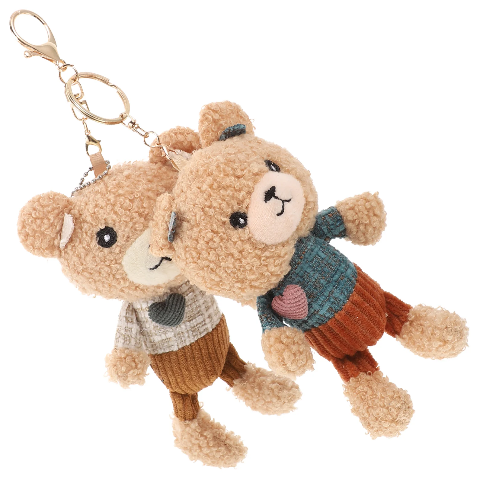 

2 Pcs Duckling Keychain Safe Keychains Women Plush Bear Pendant Ring Multipurpose Backpack Charms Metal Toy Portable Decoration