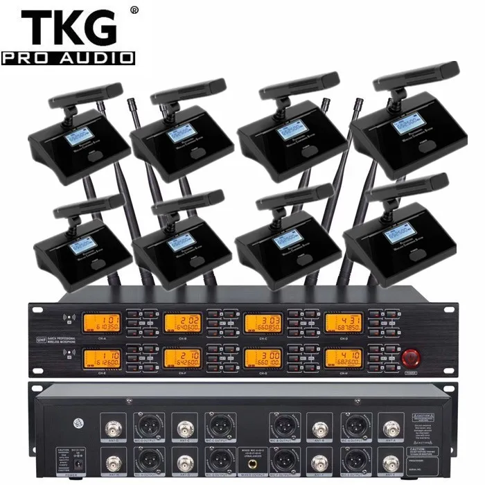 TKG UR8000-M 650-690MHz  UHF eight 8 channels meeting 8 conference wireless microphone for conference microphone brands