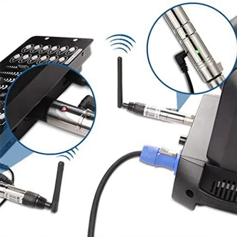B50B-US 플러그 무선 DMX512 송신기 2.4G 안테나 송신기 DMX512 신호 전송 제어 송신기