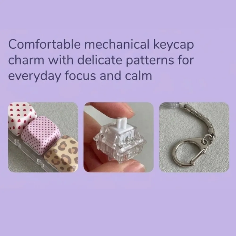 PBT Material 4‑Key Fidget Keychain Snake Bone Chain Click Sound Decompression Keyring LED Light Portable Design