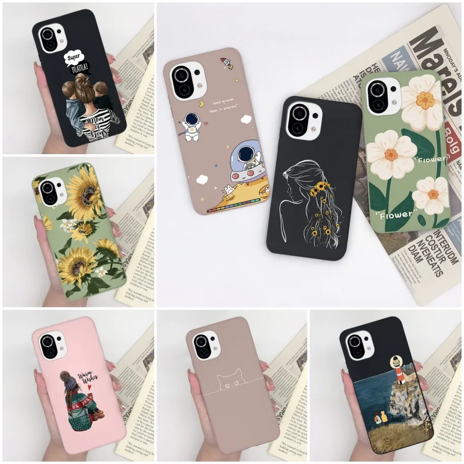 Case For Xiaomi 11 Lite 5G NE Shockproof Silicone Case Sunflower Astronaut Sweet Girls Phone Case For Xiaomi 11Lite 5G NE Funda