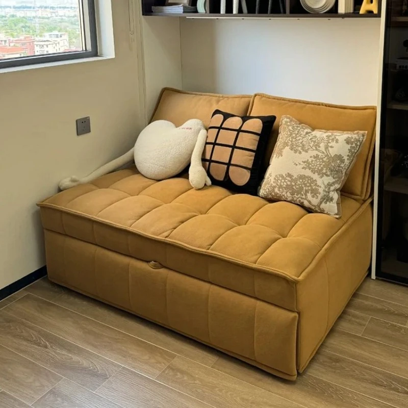 

Tofu puff sofa bed technology cloth cream wind double small apartment living room foldable dual-purpose multi-functional single