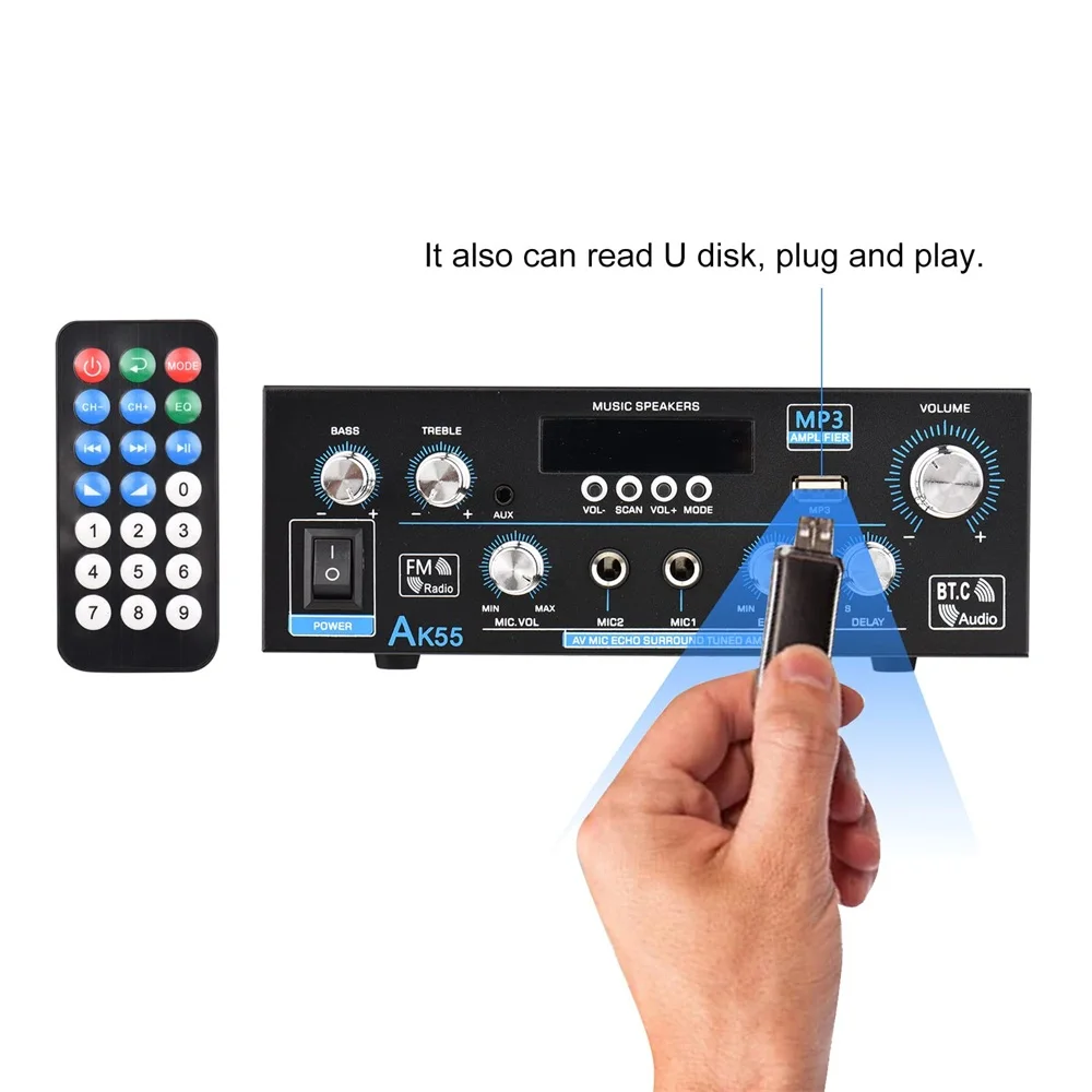 AK55 HiFi مضخم رقمي قناة 2.0 بلوتوث الصوت المحيطي أمبير ماكس الطاقة 90Wx2 المتكلم للمنزل سيارة BT 5.0 الصوت أمبير