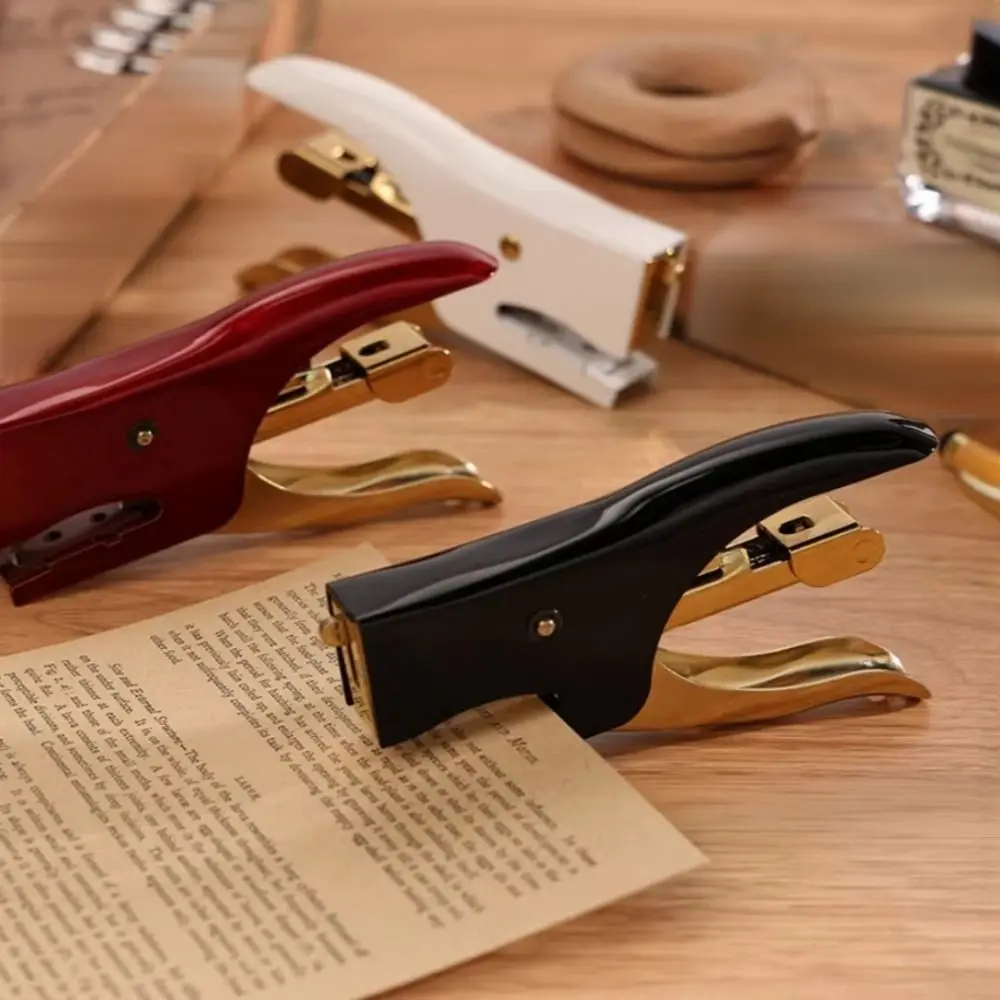 Retro Handheld Stapler Heavy Duty Easy To Use Stapling Machine Manual Stapling Machine Takeout Packaging